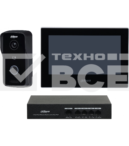 Комплект домофона Dahua DHI-KTP03 черный