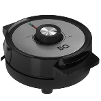 Вафельница BQ ST1010 черный/стальной, WAFFLE. Мощность: 1000 Вт, регулировка температуры от 40 до 230 °С, приготовление 5 вафель одновременно, антипригарное покрытие панелей Non-Stick PRO, равномерный нагрев, теплоизолированная ручка, противоскользящие ножки, 2 индикатора работы: нагрева и питания, материал корпуса: металл, бакелит, материал панелей : металл, размер рабочей поверхности: диаметр 190 мм, количество панелей: 2, вид панелей: венские вафли, длина шнура: 0.7 м, напряжение: 220-240 В, 50-60 Гц, защита от поражения электротоком: класс I', фото4