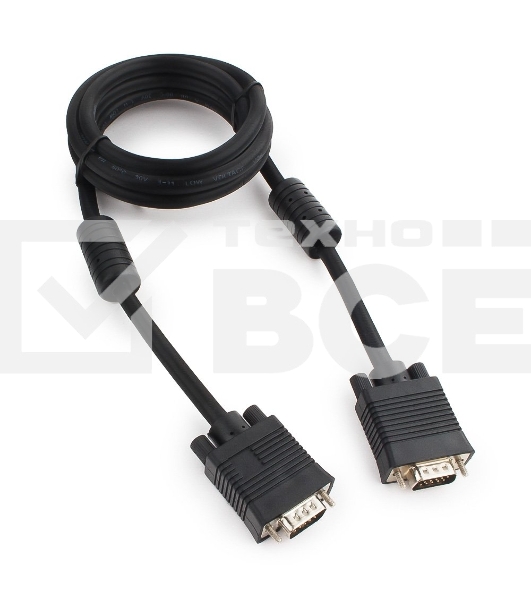 Кабель Gembird/Cablexpert CC-PPVGA-6B, Кабель VGA Premium,15M/15M, 1.8м, тройн.экран, феррит.кольца, чёрный, пакет