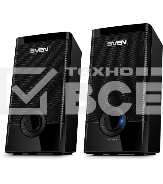 Колонки Sven 318 черный {USB-порт ПК, ноутбука или адаптер 5V DC}