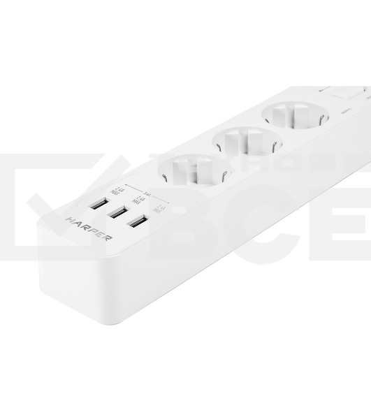 Удлинитель с USB зарядкой Harper UCH-330 White