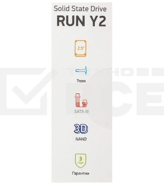 Накопитель SSD Digma Run Y2, 128Gb, SATA III, 2.5', без NVMe, R/W 500/430