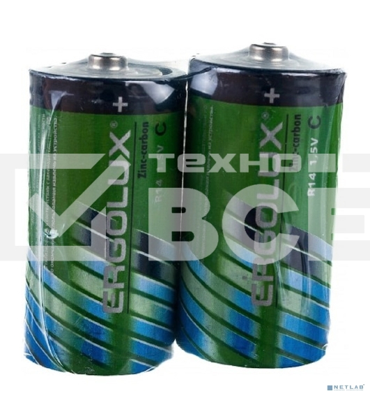 Батарейка Ergolux R14 SR2 (R14SR2, 1.5В) (2 шт. в уп-ке)