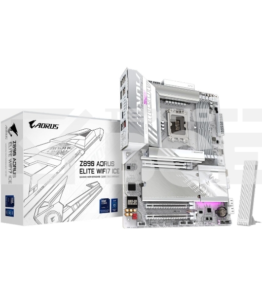 Материнская плата GIGABYTE Z890 AORUS ELITE WIFI7 ICE, LGA1851, Intel Z890, 4xDDR5, 4xSATA, 4xM.2, 1xPCIe 5.0 x16, 2xPCIe 4.0 x4, 1xDP (v1.4), 1xUSB Type-C, 1x2.5Gb LAN, Wi-Fi 7, Bluetooth 5.4, S/PDIF, 2x3.5 мм, 7.1, ATX