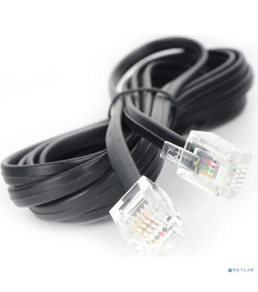 Кабель телефонный аппарат-розетка Cablexpert TC6P4C-2M-BK 2 м черный