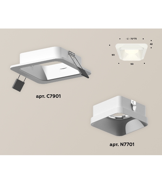 Комплект встраиваемого светильника Ambrella light XC7901001 SWH белый песок MR16 GU5.3 (C7901, N7701)