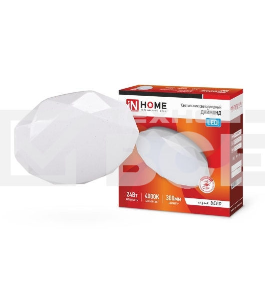 Светильник светодиодный DECO ДАЙМОНД 24Вт 230В 4000К 1560лм 300мм IN HOME 4690612033679