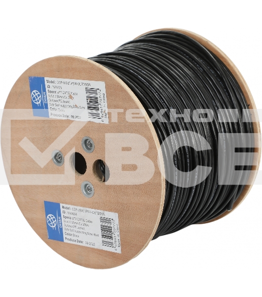 Кабель сетевой Ningbo UTP 4 пары cat5E solid 0.5мм Cu molded 305м серый outdoor стальной трос