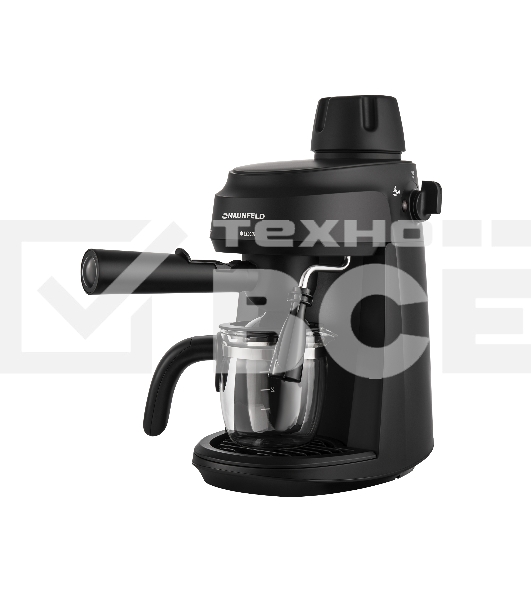 Кофемашина рожковая Maunfeld MF-733BK чёрный, исп. кофе - молотый, 0.24 л, 870 Вт, 4 бар.