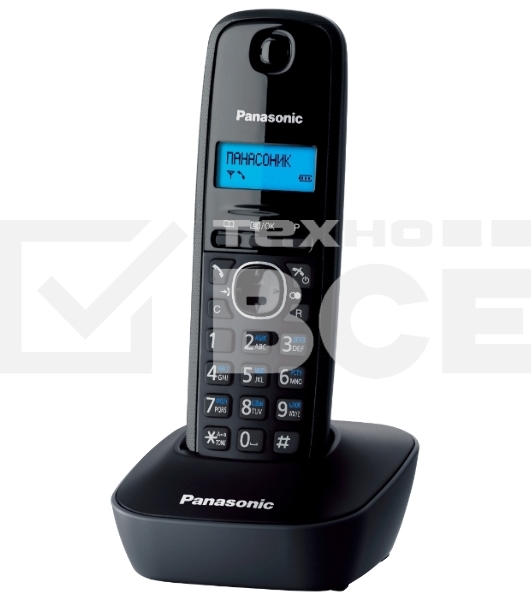 Телефон беспроводной (DECT) Panasonic KX-TG1611RUH (серый) АОН, Caller ID,12 мелодий звонка,подсветка дисплея,поиск трубки