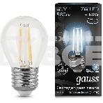 Лампа филам. Gauss 7Вт цок.:E27 шар 220B 4100K св.свеч.бел.нейт. G45 (упак.:10шт) (105802207), фото2