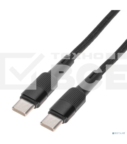 Кабель Rexant Type-C – Type-C, 3A, 60Вт, 1м, в черной нейлоновой оплетке