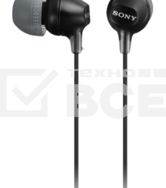 Гарнитура вкладыши Sony MDREX15APB.CE7 1.2м черный проводные (в ушной раковине)