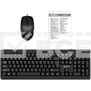 Комплект клавиатура + мышь SVEN KB-S320C клавиатура и мышь черные (USB, 105 кл, 4 кнопки, 1000 dpi)