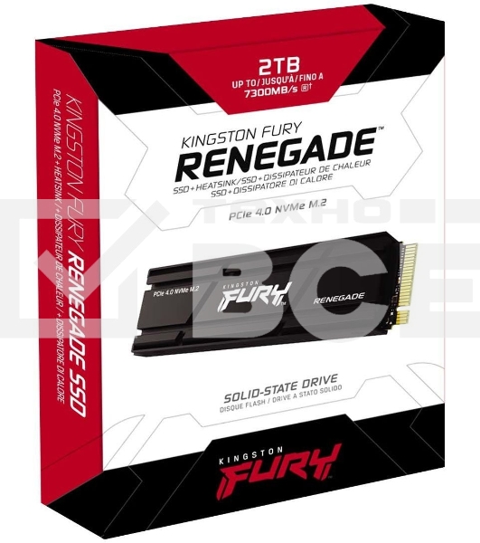 Накопитель SSD Kingston Fury Renegade, 2Tb, PCIe 4.0 x4, M.2 2280, NVMe, R/W 7300/7000