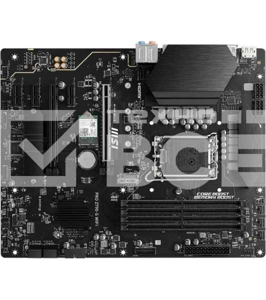 Материнская плата MSI PRO Z790-S WIFI, LGA 1700, ATX, 4xDDR5, 1xPCIe 5.0 x16, 4xM.2, 4xSATA, 1xHDMI, 1xDP, 2.5 Gigabit Ethernet, 7.1 аудио