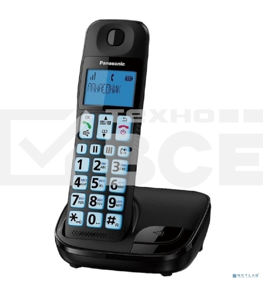 Телефон беспроводной (DECT) Panasonic KX-TGE110RUB черный АОН