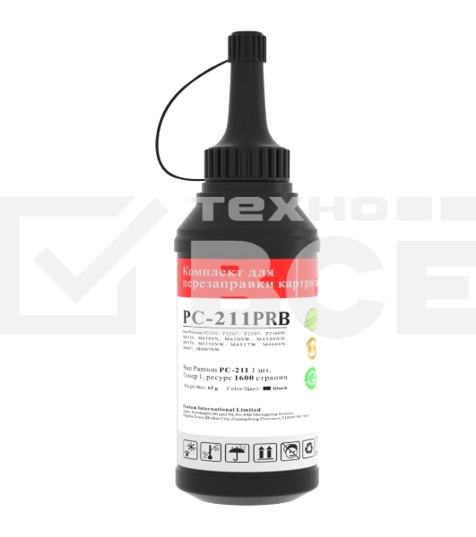 Заправочный комплект Pantum PC-211PRB (тонер 1600 стр. + чип для P2200/P2500/P2507/М6500/M6550/M6600N/M6607) (PC-211PRB)