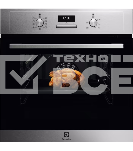 Встраиваемый духовой шкаф Electrolux EOF5H50BX, Электрический духовой шкаф с конвекцией, приготовление на пару, объем 65 л, 8 режимов, очистка каталитическая, 2 стекла в дверце, направляющие проволочные, нержавеющая сталь