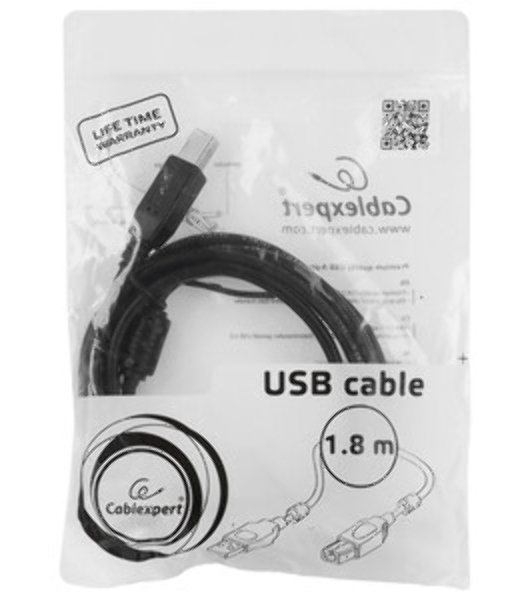 Кабель Cablexpert USB2.0 Pro CCF2-USB2-AMAF-6, AM/AF, 1.8м, экран, 2феррит.кольца, черный, пакет