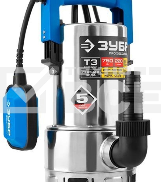 Насос ЗУБР НПГ-Т3-750-С профессионал т3 погружной дренажный для грязной воды d частиц до 35мм 750В