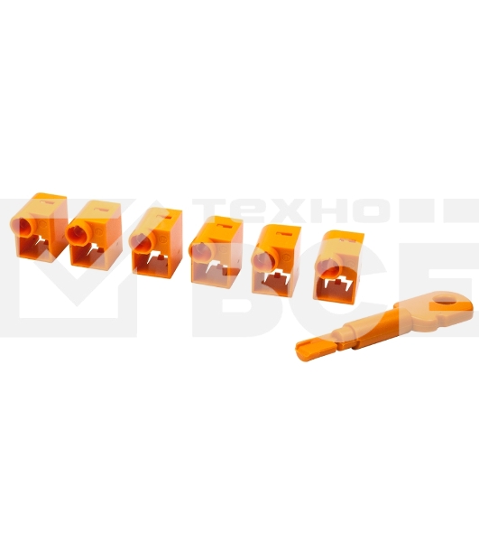Комплект блокираторов коннектора RJ-45 (6 шт.) + ключ, оранжевый