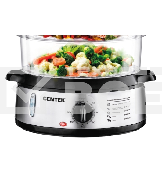Пароварка Centek CT-1457 три корзины механическое управление мощность 800 Вт звуковой сигнал окончания работы чаша для риса в комплекте