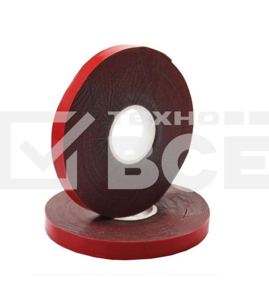 Скотч двухсторонний Rexant 9 ммх5 м красн. на сер. основе