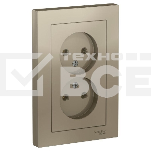 Розетка 2-м ATLAS DESIGN без заземл. 16А в сборе шампань SchE ATN000520
