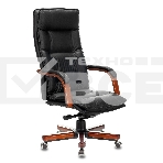 Кресло руководителя Бюрократ T-9927WALNUT/BLACK черный, кожа, крестовина дерево, фото9