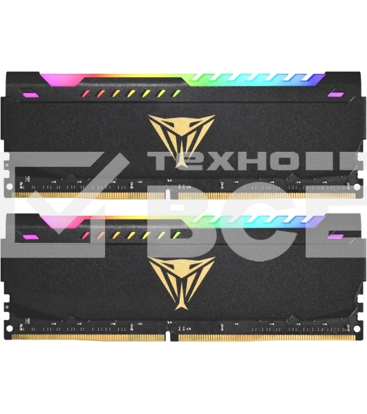 Оперативная память Patriot Viper Steel, DDR4, 32GB (2x16GB), 3200MHz, CL18, с радиатором, RGB, черный