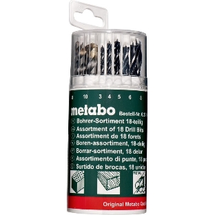 Набор 18 сверел Metabo 627190000 (камень,мет,дер 3-10 мм) пласт.кор