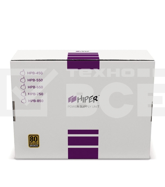 Блок питания HIPER HPB-600, 600Вт, 80 PLUS Bronze, 140мм, черный