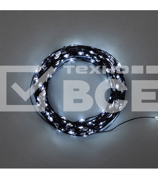 Гирлянда Роса с контроллером 20м, 200LED, IP20, 230В, зеленый провод, белое свечение 