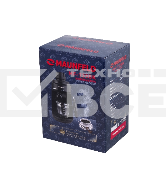 Кофемашина рожковая Maunfeld MF-733BK чёрный, исп. кофе - молотый, 0.24 л, 870 Вт, 4 бар.