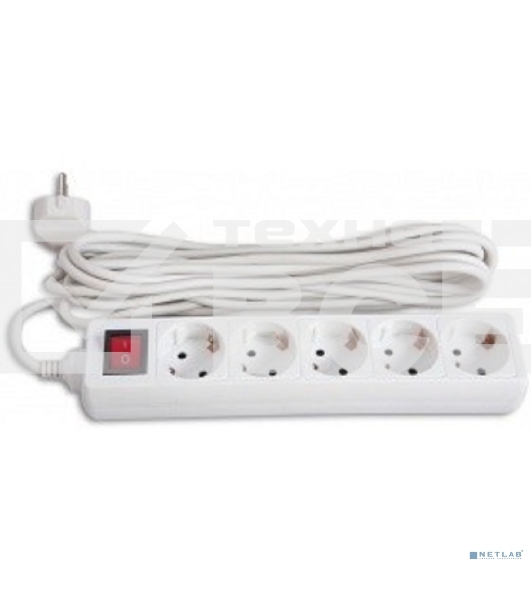 Сетевой удлинитель Buro BU-PS5.5/W 5м (5 розеток) белый (пакет ПЭ)