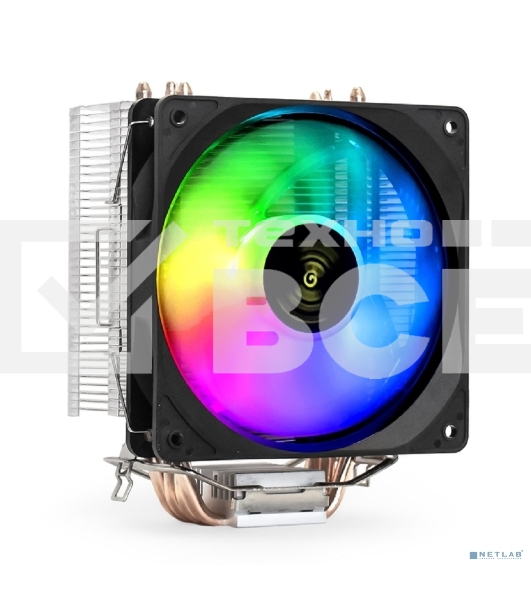 Кулер для процессора ExeGate Wizard EXX400V2-PWM.FRGB серебристый, 120 мм, алюминий/медь, 2400 об/мин, 24 дБ, 4 pin, 140 Вт, 155 мм