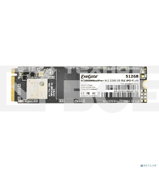 Накопитель SSD ExeGate NextPro+ KC2000TP512, 512Gb, M.2 2280, PCIe 3.0 x4, NVMe, R/W 1600/1200