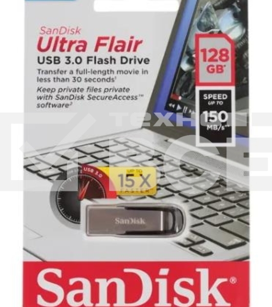Флеш диск 128GB SanDisk CZ73 Ultra Flair, USB 3.0, Tropical Blue