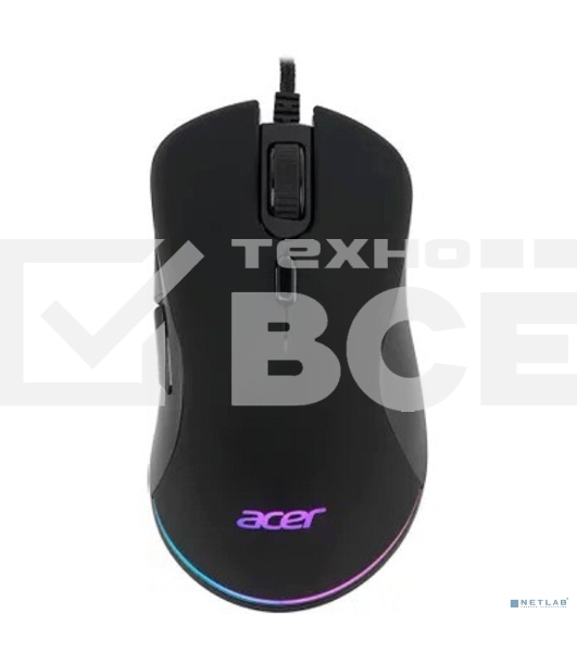 Мышь проводная Acer OMW190 черный, 6400 dpi, USB, кнопки - 6