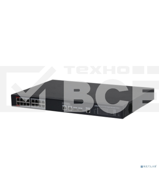 Коммутатор 20-портовый гигабитный управляемый с PoE DAHUA DH-S4220-16GT-240, уровень L2, 16xRJ45 1Gb PoE, 2xRJ45 1Gb, 2xSFP 1Gb, суммарно до 240Вт, коммутация 56 Гбит/с, MAC-таблица 8к, металл