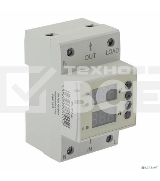 Реле контроля напряжения и тока ЭРА PRO NO-903-42 РКНТ-1 63А эл. дисплей