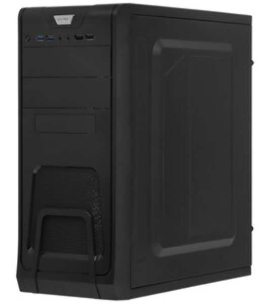 Компьютерный корпус Miditower ExeGate CP-603-UNS350 (ATX, БП UNS350 с вент. 12см, 2хUSB, аудио, черный)