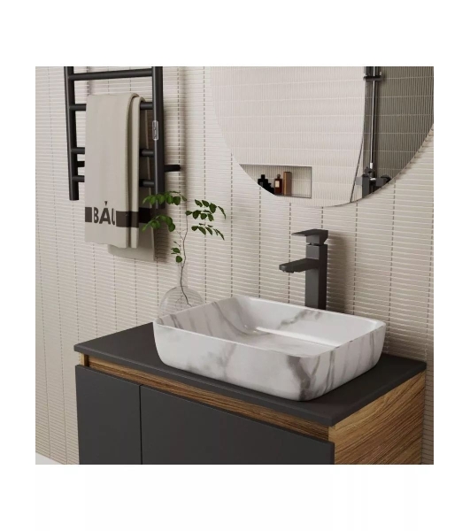 Раковина накладная прямоугольная BAU Hotel 48х37, мрамор