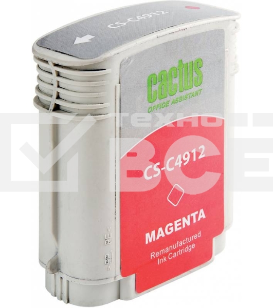 Картридж струйный Cactus CS-C4912 №82 пурпурный (72 ml) для HP Design Jet 500/800C