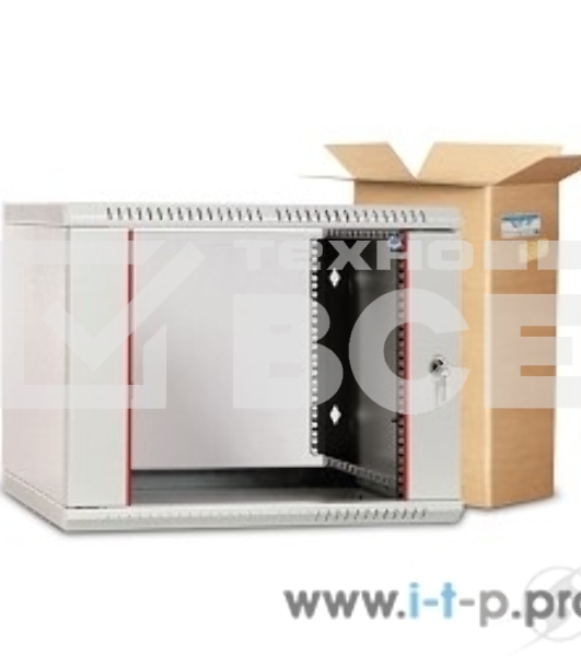Шкаф настенный ЦМО ШРН-Э-9.500 9U 600x520мм пер.дв.стекл несъемные бок.пан. серый