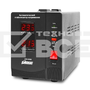 Стабилизатор напряжения Powerman AVS 1500D Black (220В±8% 1500ВА,12А,КПД 98%,циф. индикация вх./вых.)