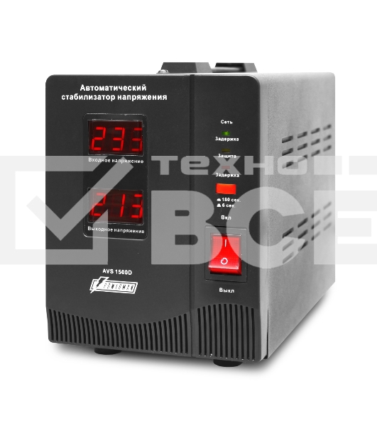 Стабилизатор напряжения Powerman AVS 1500D Black (220В±8% 1500ВА,12А,КПД 98%,циф. индикация вх./вых.)