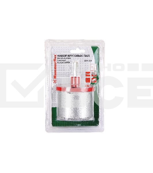 Набор коронок Hammer Flex 224-204 DR CR 65кафель\кирпич, 4шт.:33,53,67,83мм+адаптер
