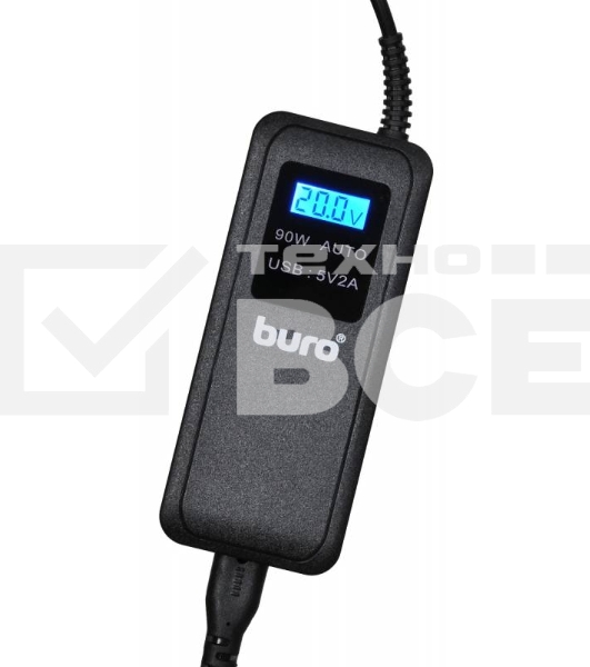 Блок питания Buro BUM-0065A90 автоматический 90W 12V-20V 11-connectors 5A 1xUSB 2.1A от бытовой электросети LСD индикатор
